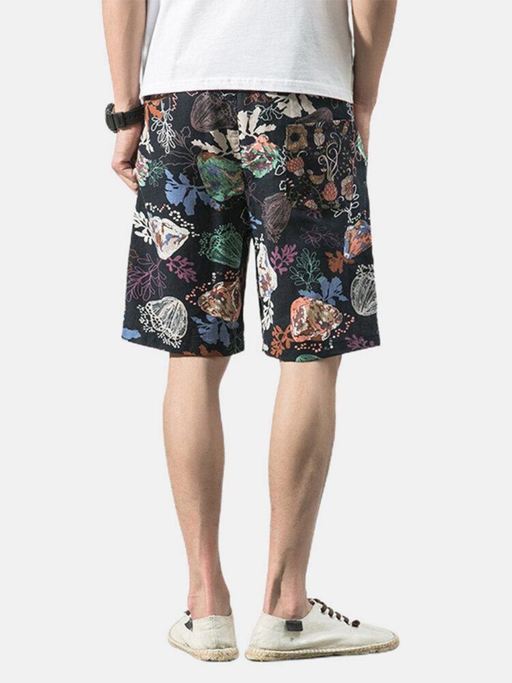 Lässige Shorts Mit Kordelzug Und Blumendruck Für Herren Aus Baumwolle