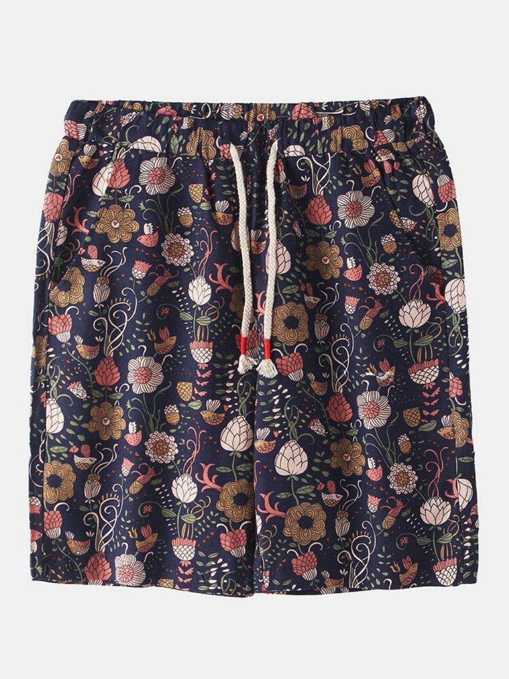 Lässige Shorts Mit Kordelzug Und Blumendruck Für Herren Aus Baumwolle