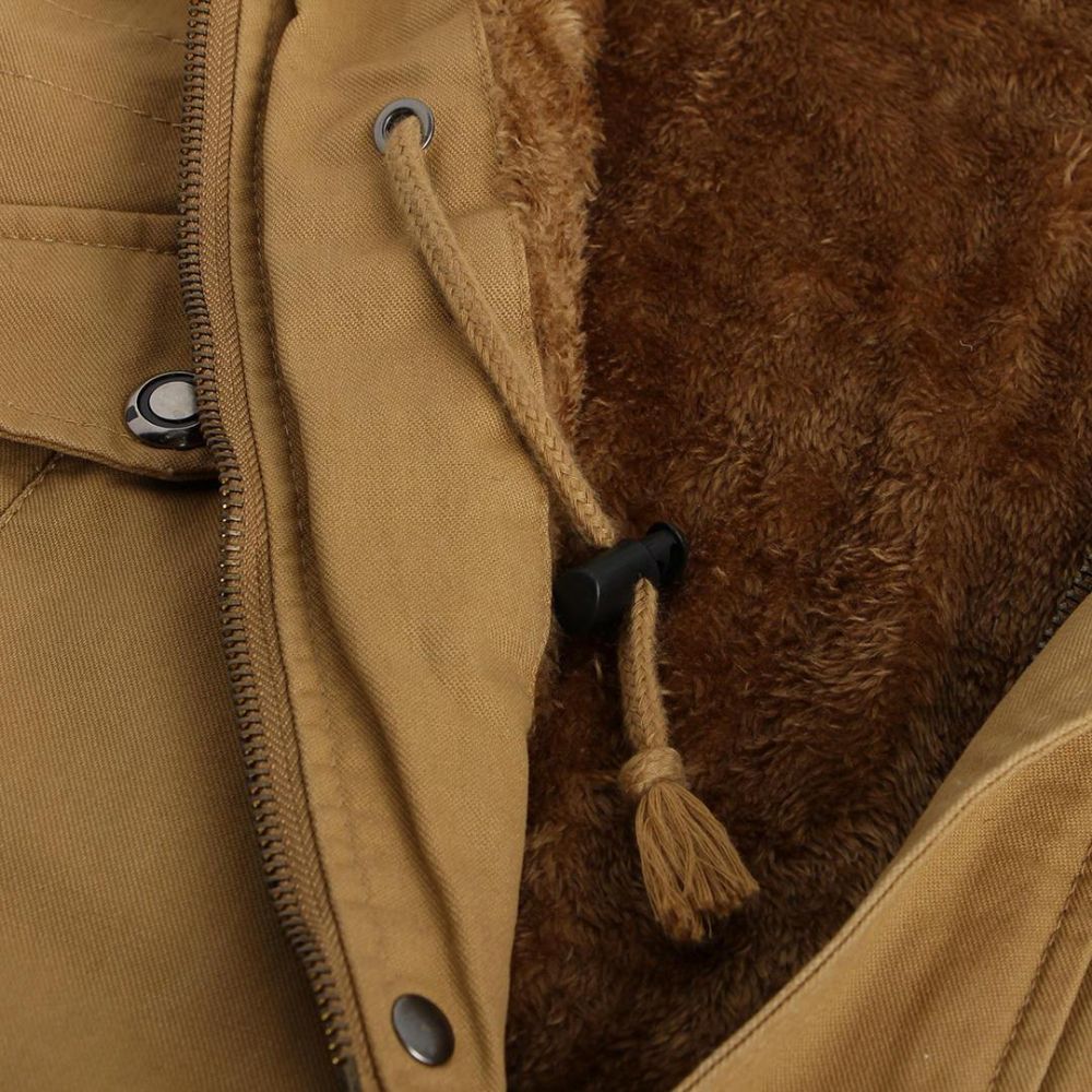 Herren Outdoor 100% Baumwolle Taschen Jacke Verdickte Warme Mittellange Freizeitmäntel