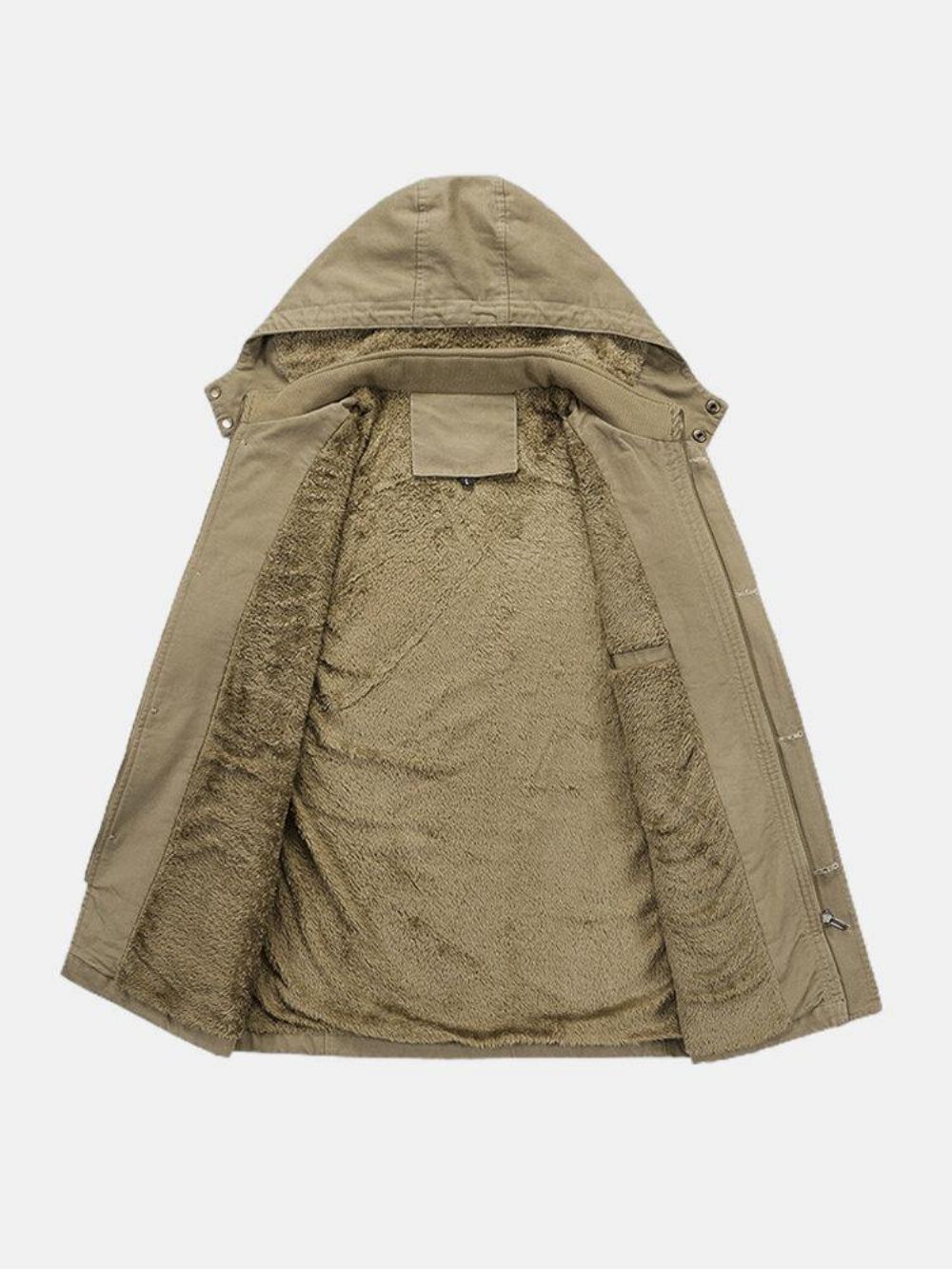 Mittellanger Warmer Winterparka Mit Dickem Fleecefutter Für Herren Und Abnehmbarer Kapuze