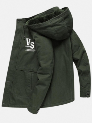 Verdickter Mit Fleece Gefütterter Warmer Lässiger Outdoor-Parkas Mit Kapuze Für Herren