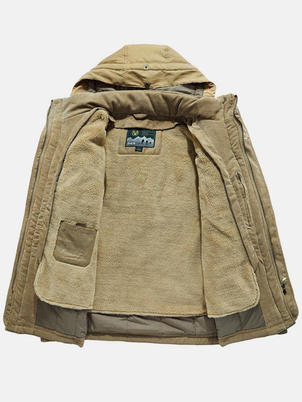 Warmer Mit Fleece Gefütterter Kordelzugbund Für Herren Zweiteiliger Outdoor-Parkas Mit Kapuze