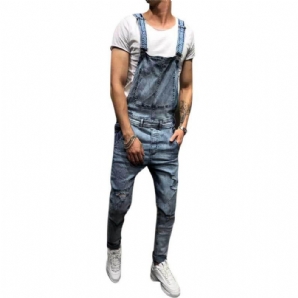 Denim-Overalls Mit Hosenträgern Zerrissene Jeans Für Herren