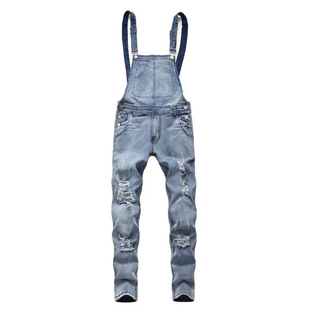 Denim-Overalls Mit Hosenträgern Zerrissene Jeans Für Herren