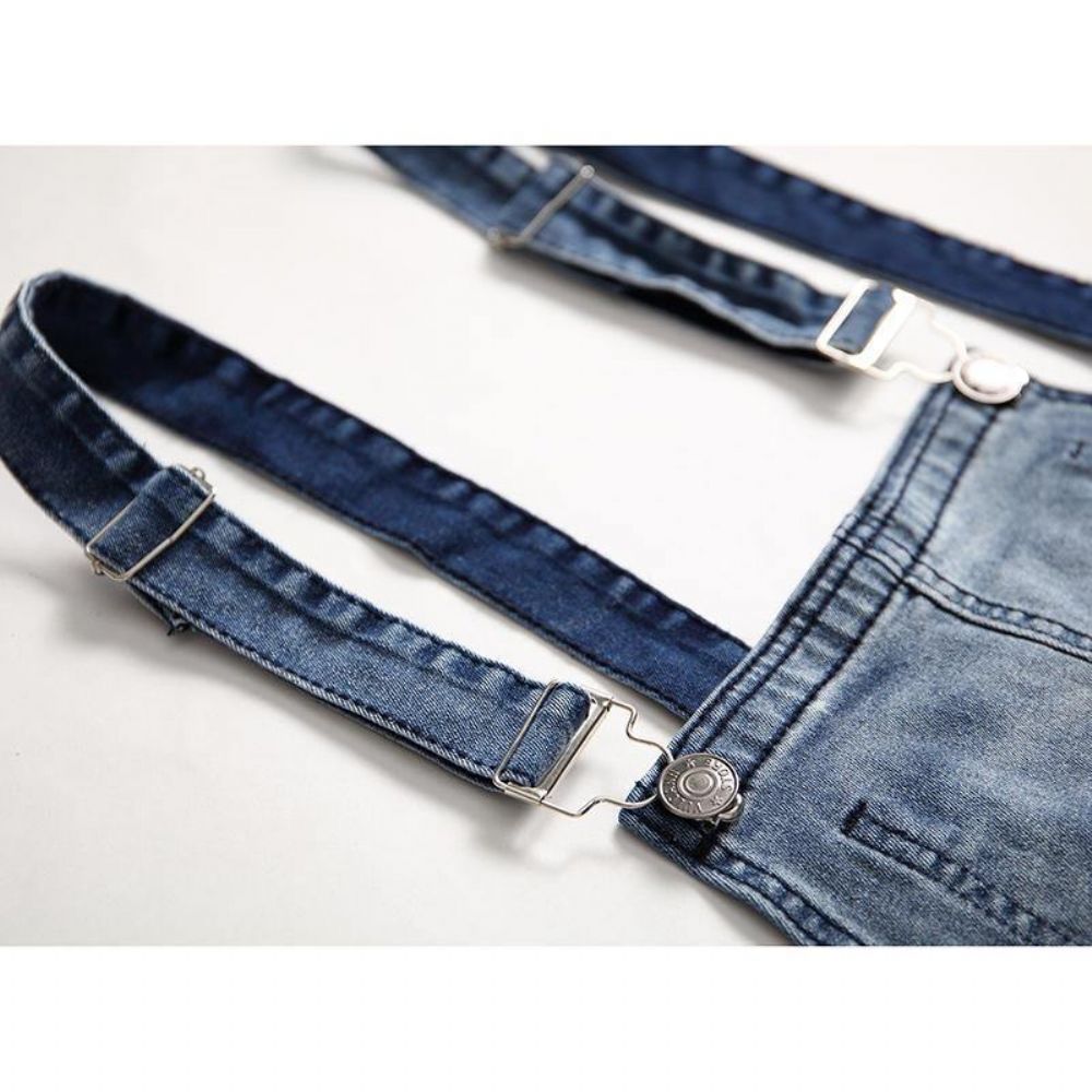 Denim-Overalls Mit Hosenträgern Zerrissene Jeans Für Herren