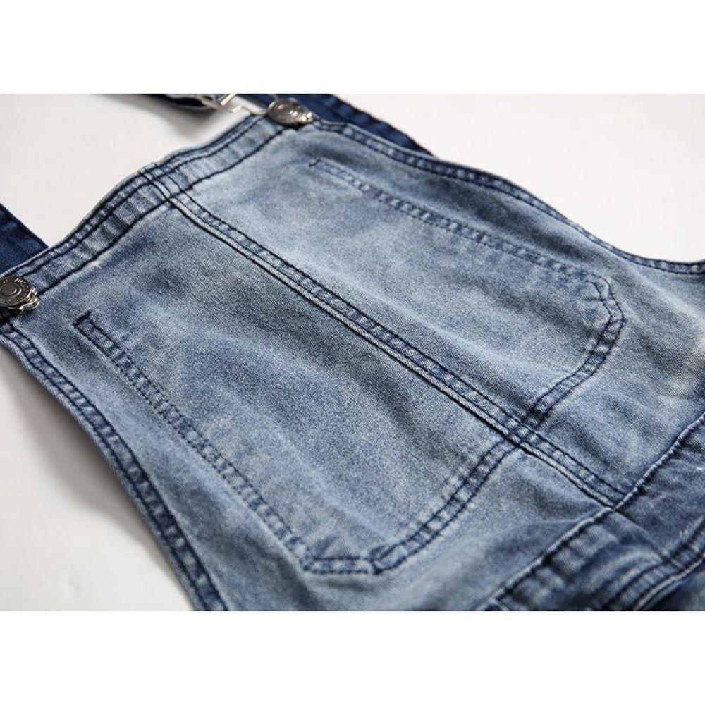 Denim-Overalls Mit Hosenträgern Zerrissene Jeans Für Herren