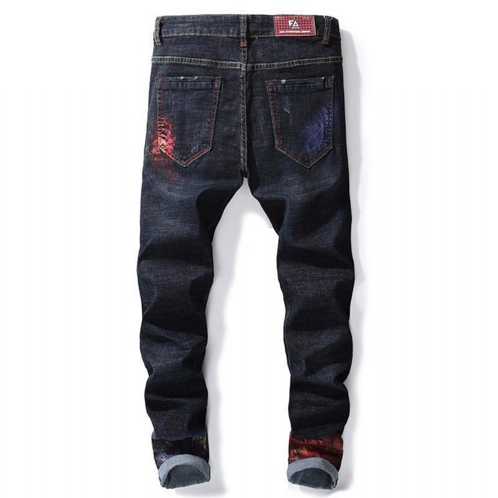 Drucken Hip-Hop-Design Bunte Löcher Jeans