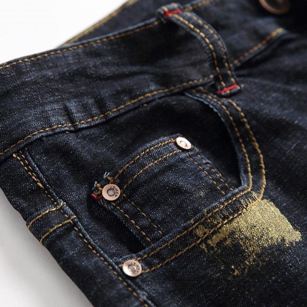 Drucken Hip-Hop-Design Bunte Löcher Jeans