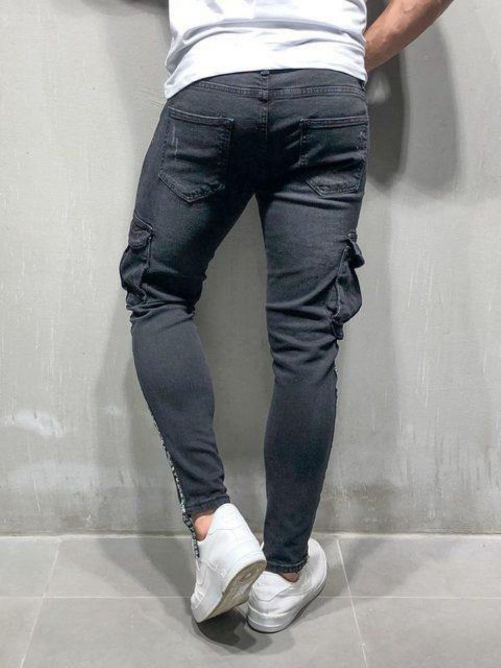 Für Herren Hole Small Feet Pants Europa Und Die Vereinigten Staaten Foot Zipper Jeans Neu