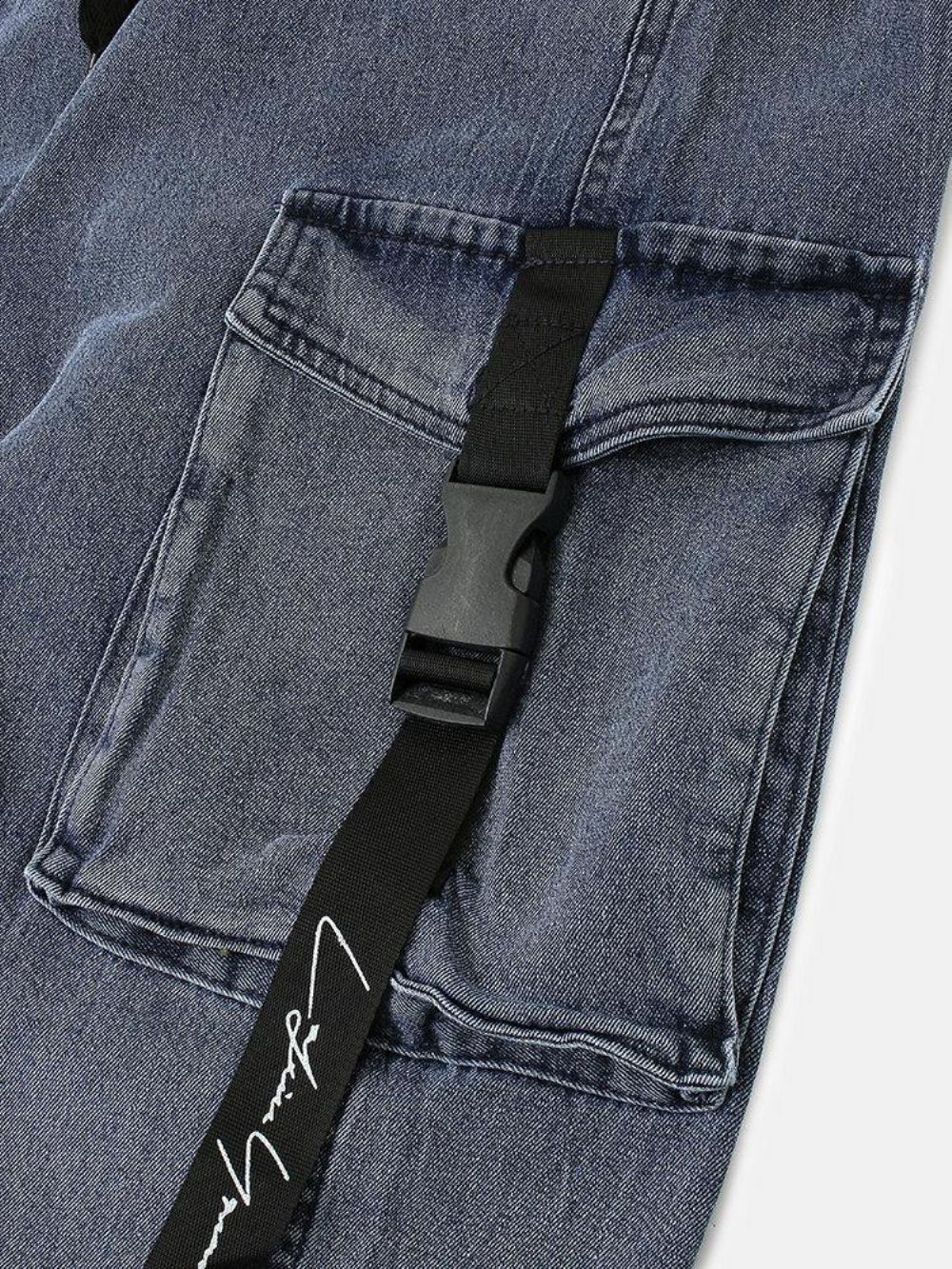 Herren-Jeans Mit Mehreren Taschen Lässig Elastische Bündchen Kordelzug Balkenfüße