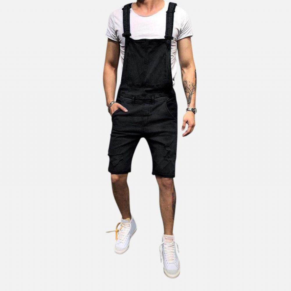 Herren Slim Fit Denim Kurzer Freizeitoverall