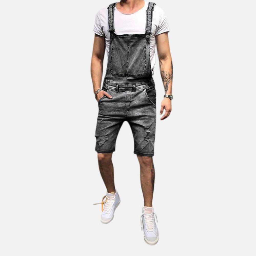 Herren Slim Fit Denim Kurzer Freizeitoverall