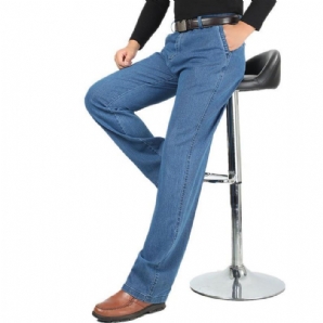 Sommer Dünne Business Casual Straight Leg Elastic Jeans