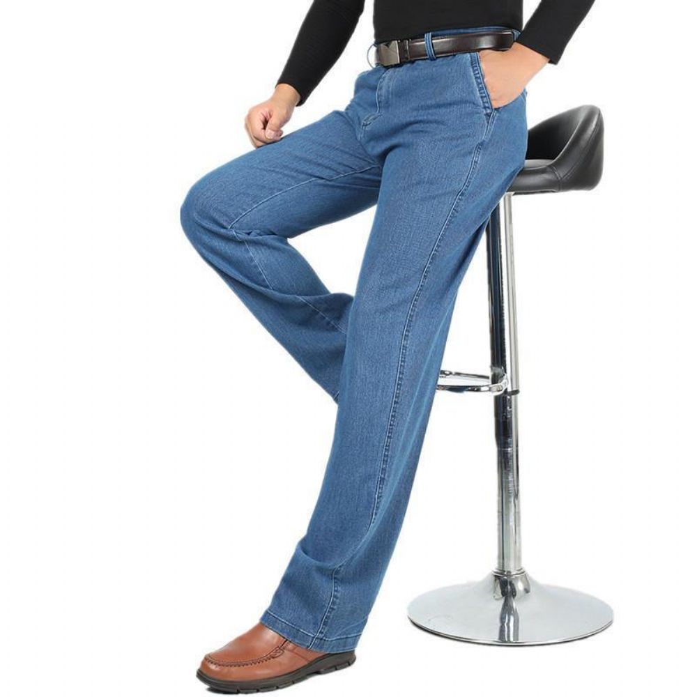 Sommer Dünne Business Casual Straight Leg Elastic Jeans