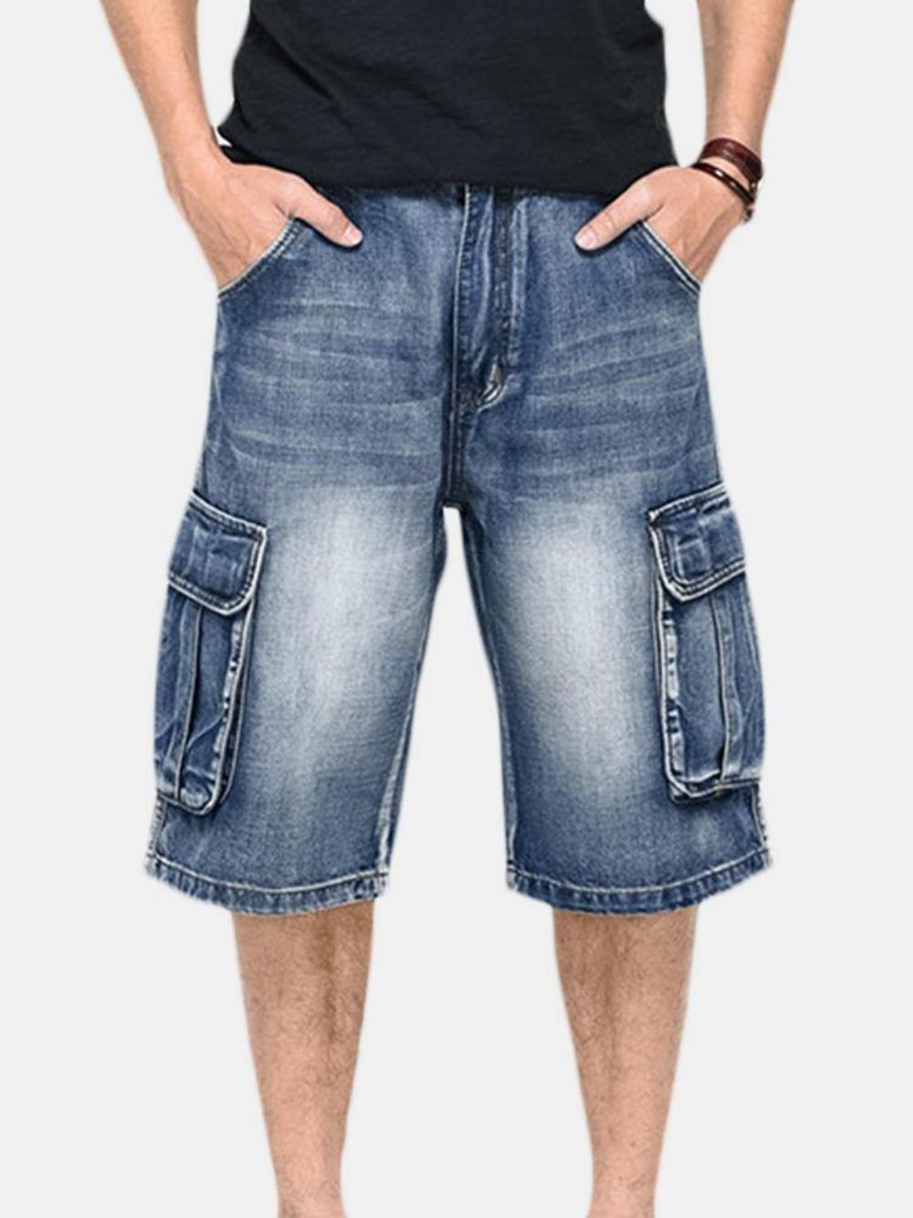 Sommer Herren Big Pockets Jeans Loose Street Skateboard Denims Shorts