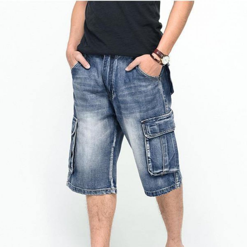 Sommer Herren Big Pockets Jeans Loose Street Skateboard Denims Shorts