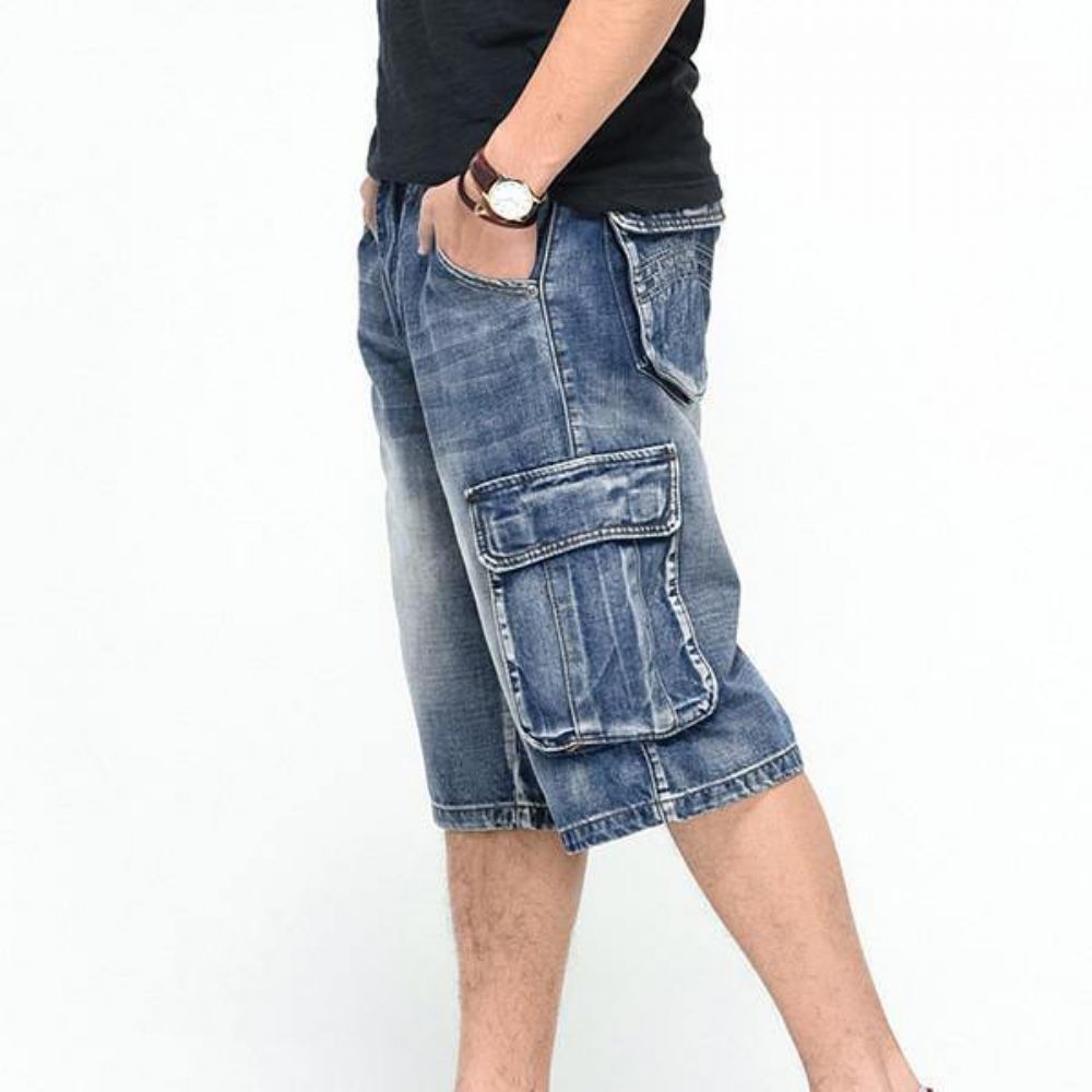 Sommer Herren Big Pockets Jeans Loose Street Skateboard Denims Shorts