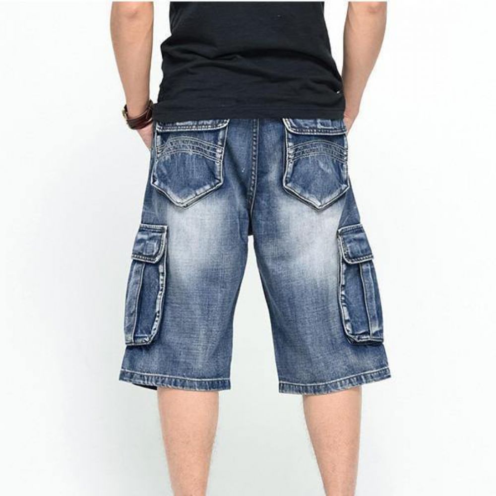 Sommer Herren Big Pockets Jeans Loose Street Skateboard Denims Shorts