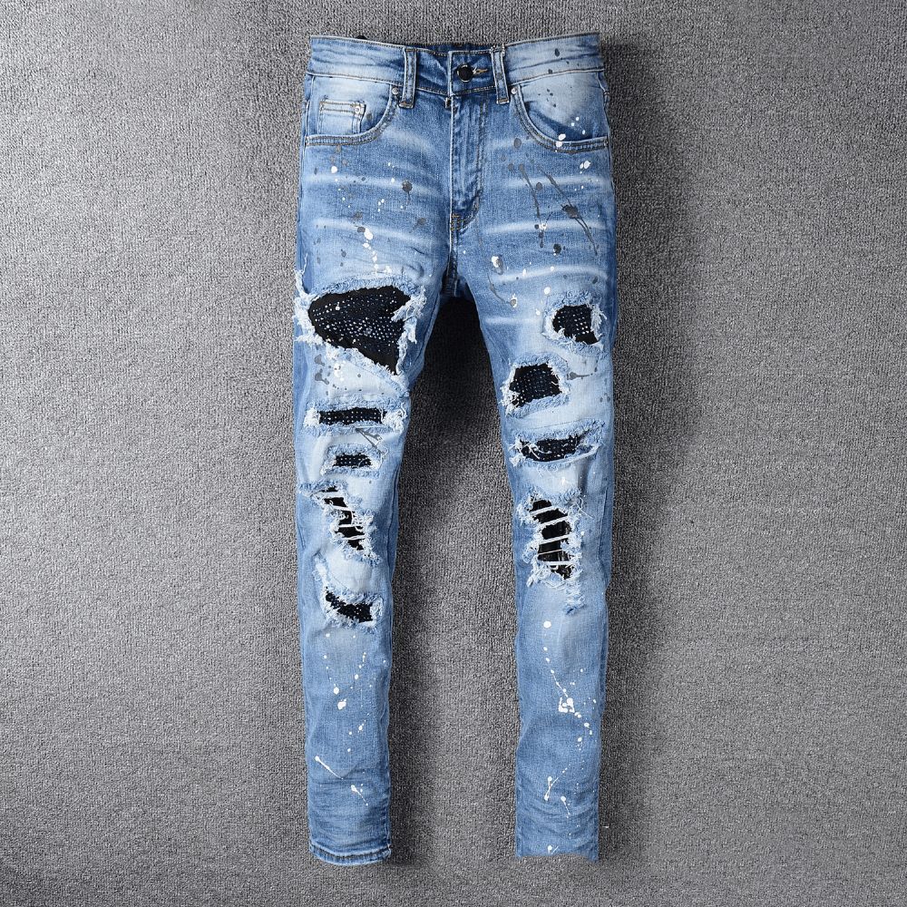 Whiskered Patch Patch Jeans Für Herren