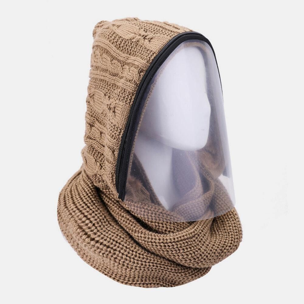 Abnehmbarer Unisex-Schal Zum Warmhalten Staubdichter Reißverschluss Nackenschutz Gestrickter Gesichtsmaskenschal