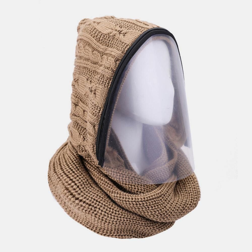 Abnehmbarer Unisex-Schal Zum Warmhalten Staubdichter Reißverschluss Nackenschutz Gestrickter Gesichtsmaskenschal