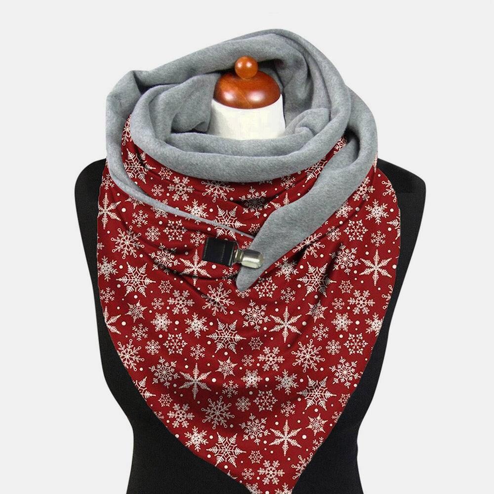 Leichter Eleganter Festlicher Weihnachtlicher Schneeflocke-Musterdruck Verdickter Warmer Schal Für Damen