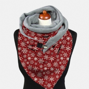 Leichter Eleganter Festlicher Weihnachtlicher Schneeflocke-Musterdruck Verdickter Warmer Schal Für Damen