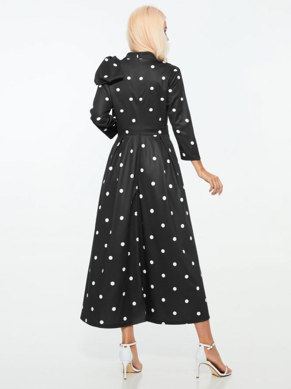 Polka Dots Regular Fit Hochelastisch X-Line Elegante Kleider Mit Stehkragen