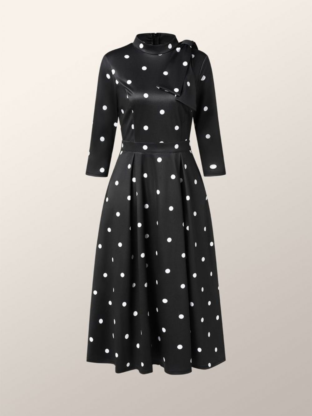 Polka Dots Regular Fit Hochelastisch X-Line Elegante Kleider Mit Stehkragen