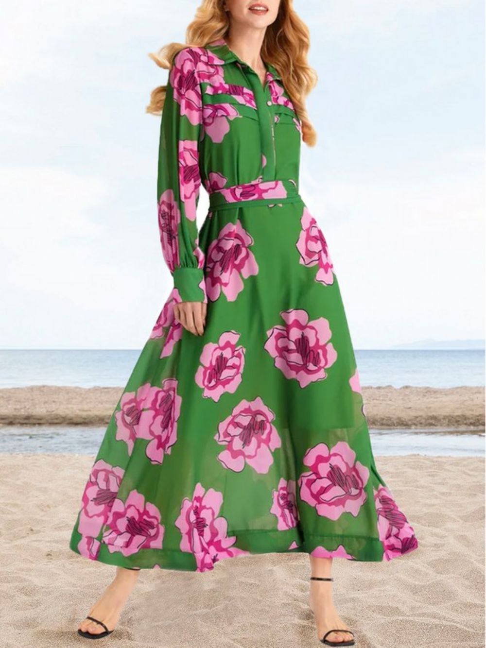 Urlaubskleid Mit Hemdkragen Und Blumenmuster (Inklusive Unterkleid)