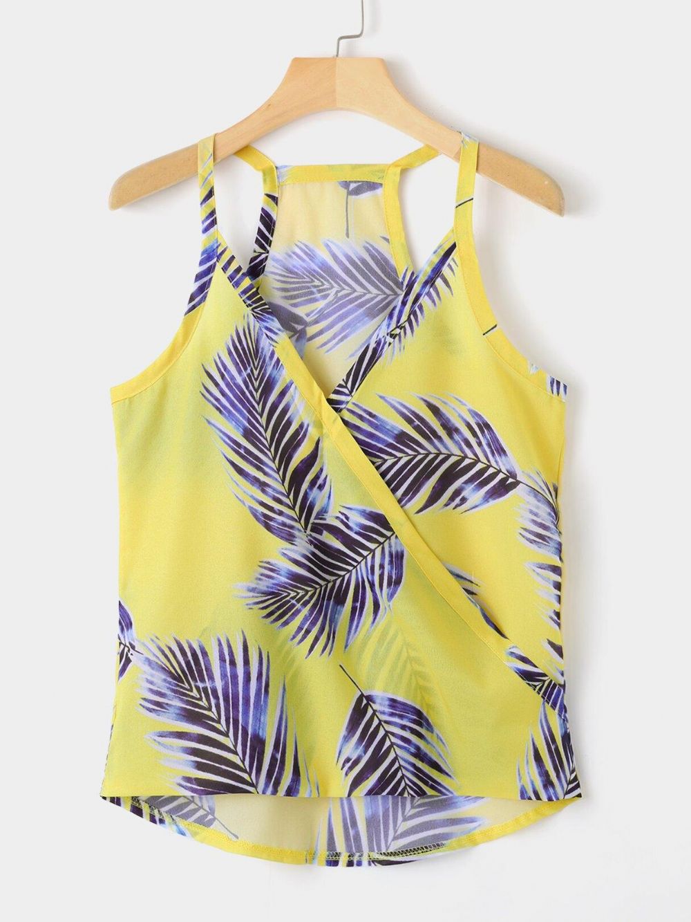 Ärmellose Sommer-Hawaii-Tanktops Mit Tropischem Pflanzendruck Und V-Ausschnitt