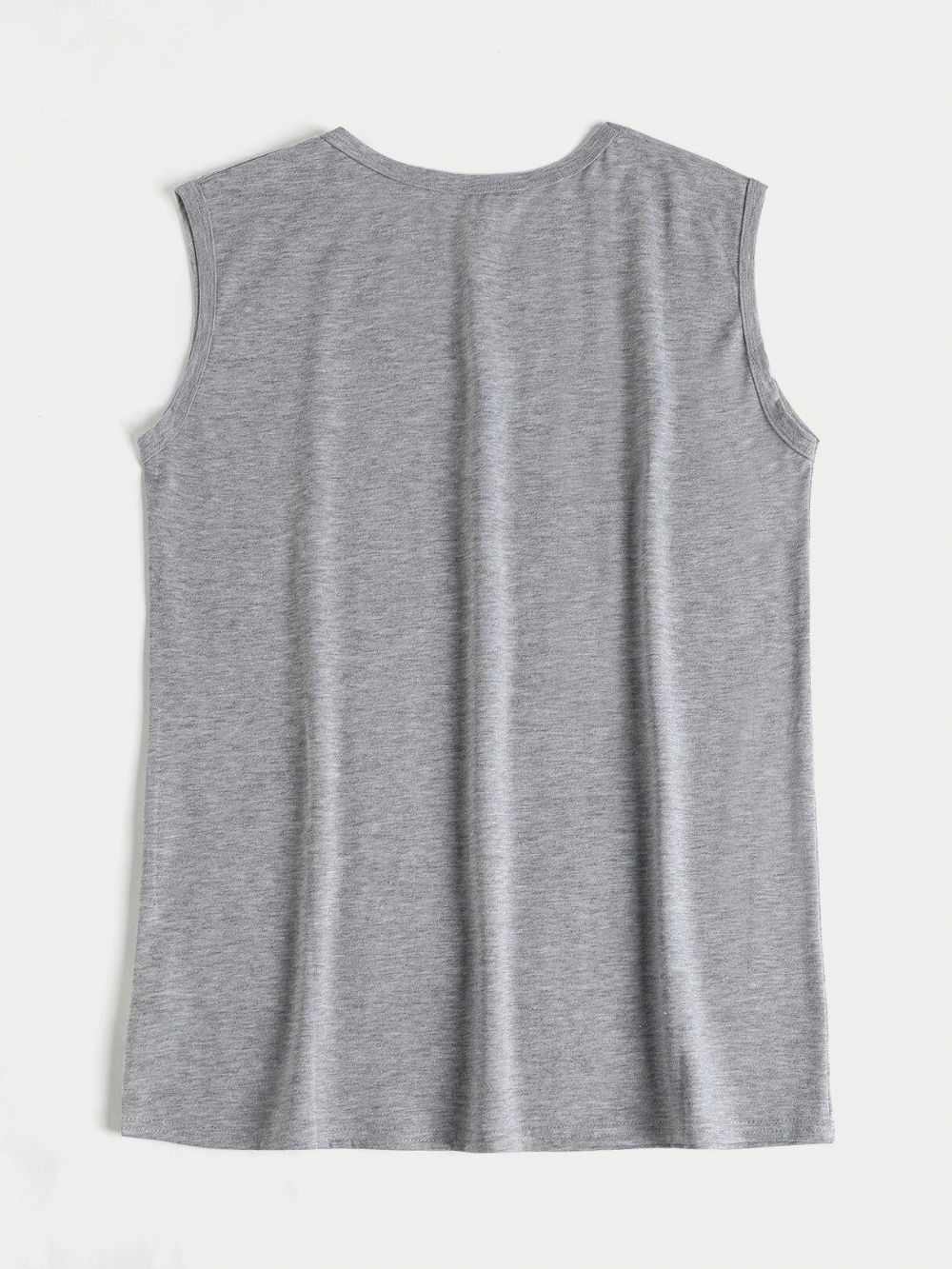 Graues Ärmelloses Basic Casual Tank Top Mit Rundhalsausschnitt Und Buchstabenmuster