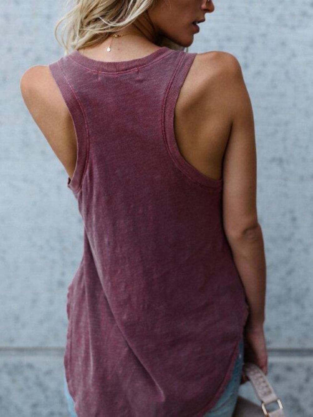 Lässiges Ärmelloses Basic-Tanktop Mit Rundhalsausschnitt Und Rundhalsausschnitt