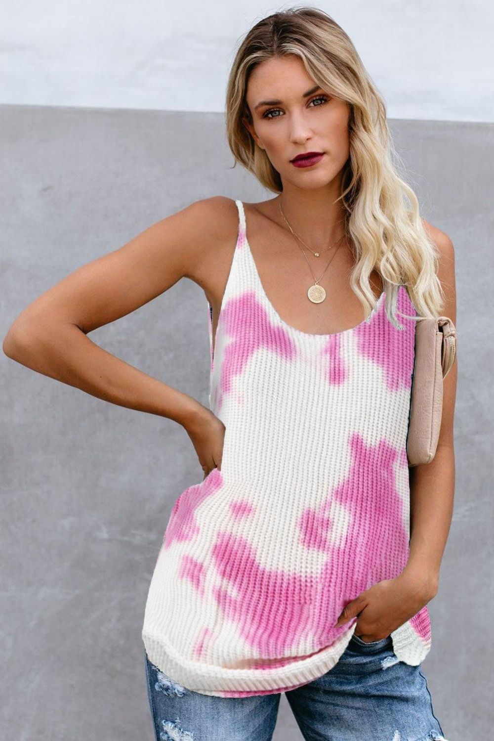 Tie-Dye-Waffelstrick-Tanktop