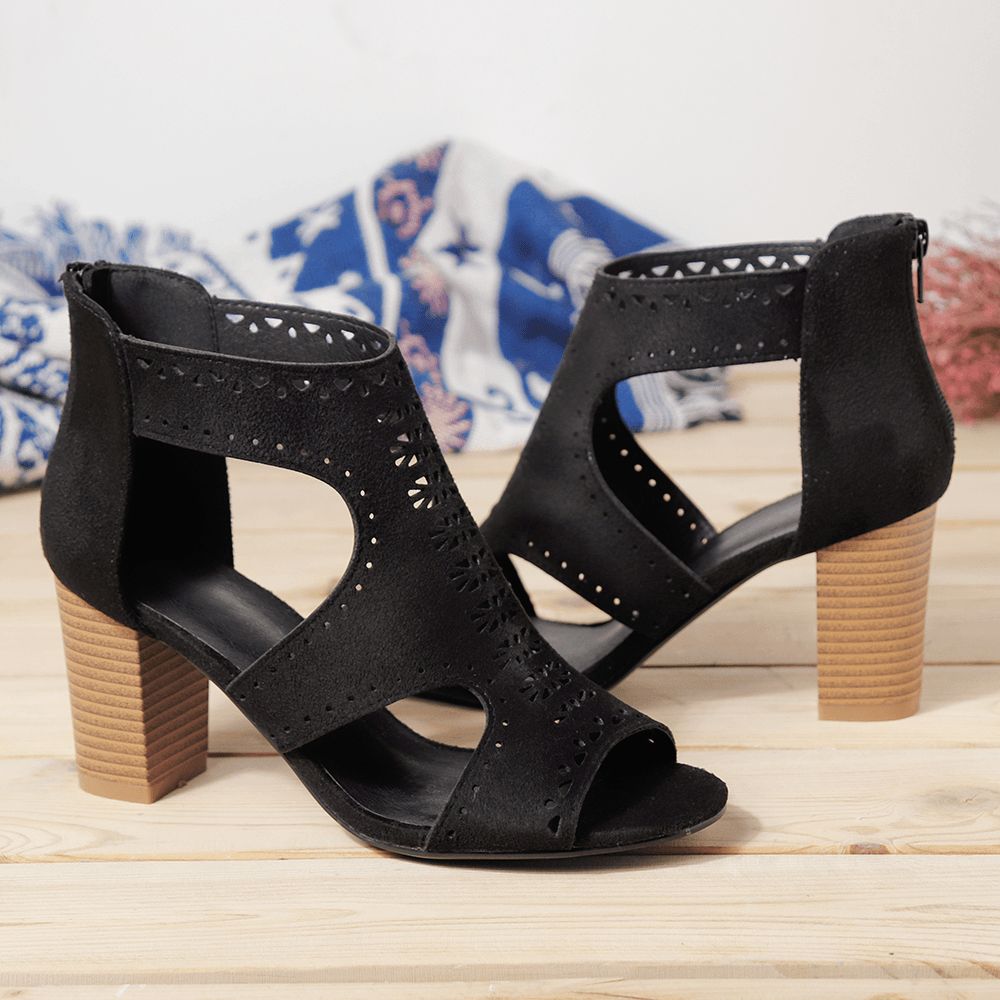 Aushöhlen Einfarbige Chunky Heel Pumps