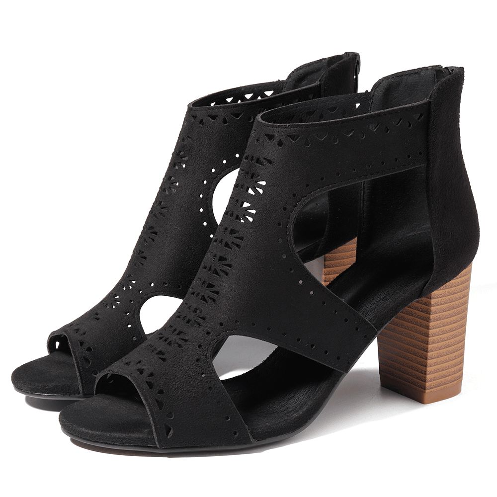 Aushöhlen Einfarbige Chunky Heel Pumps