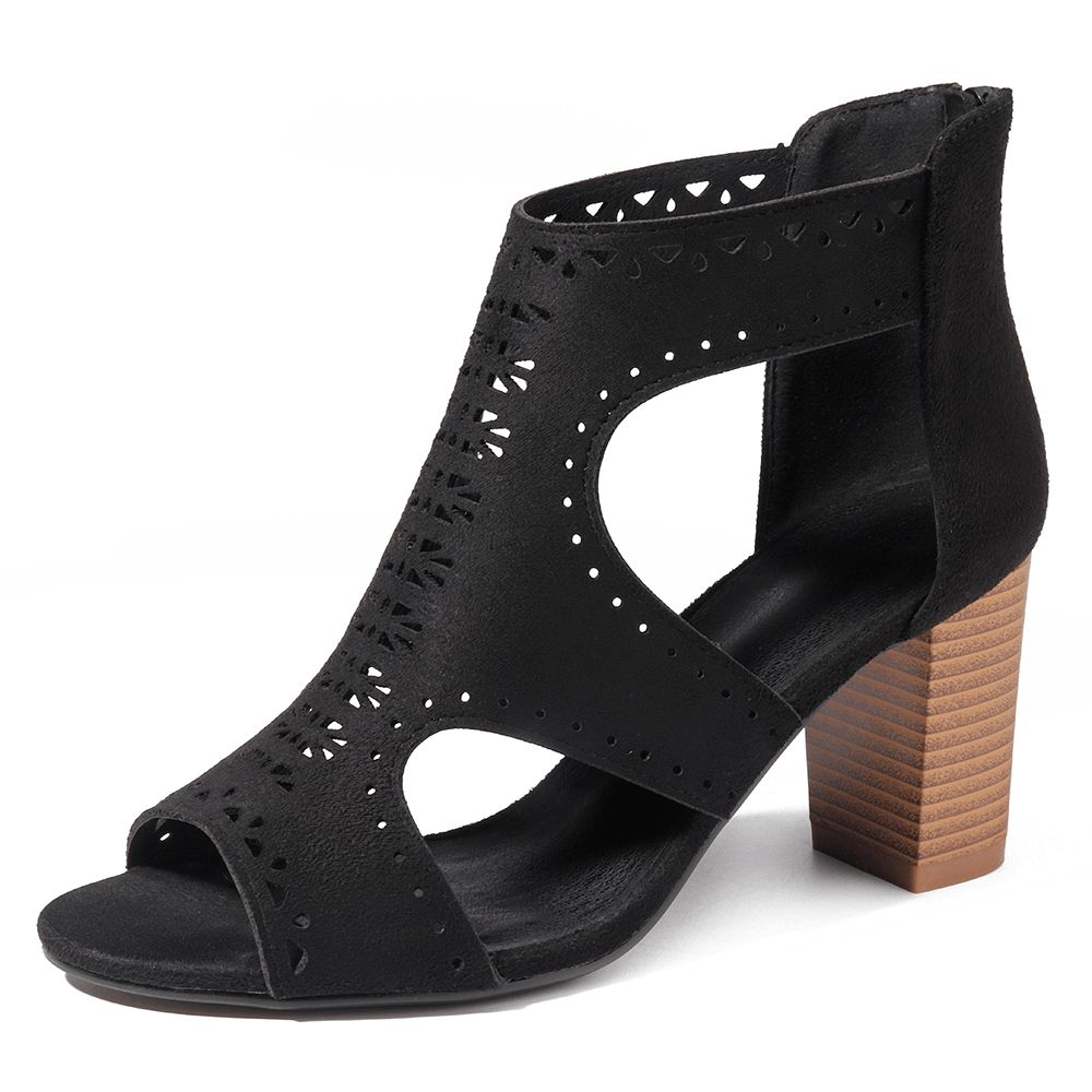 Aushöhlen Einfarbige Chunky Heel Pumps