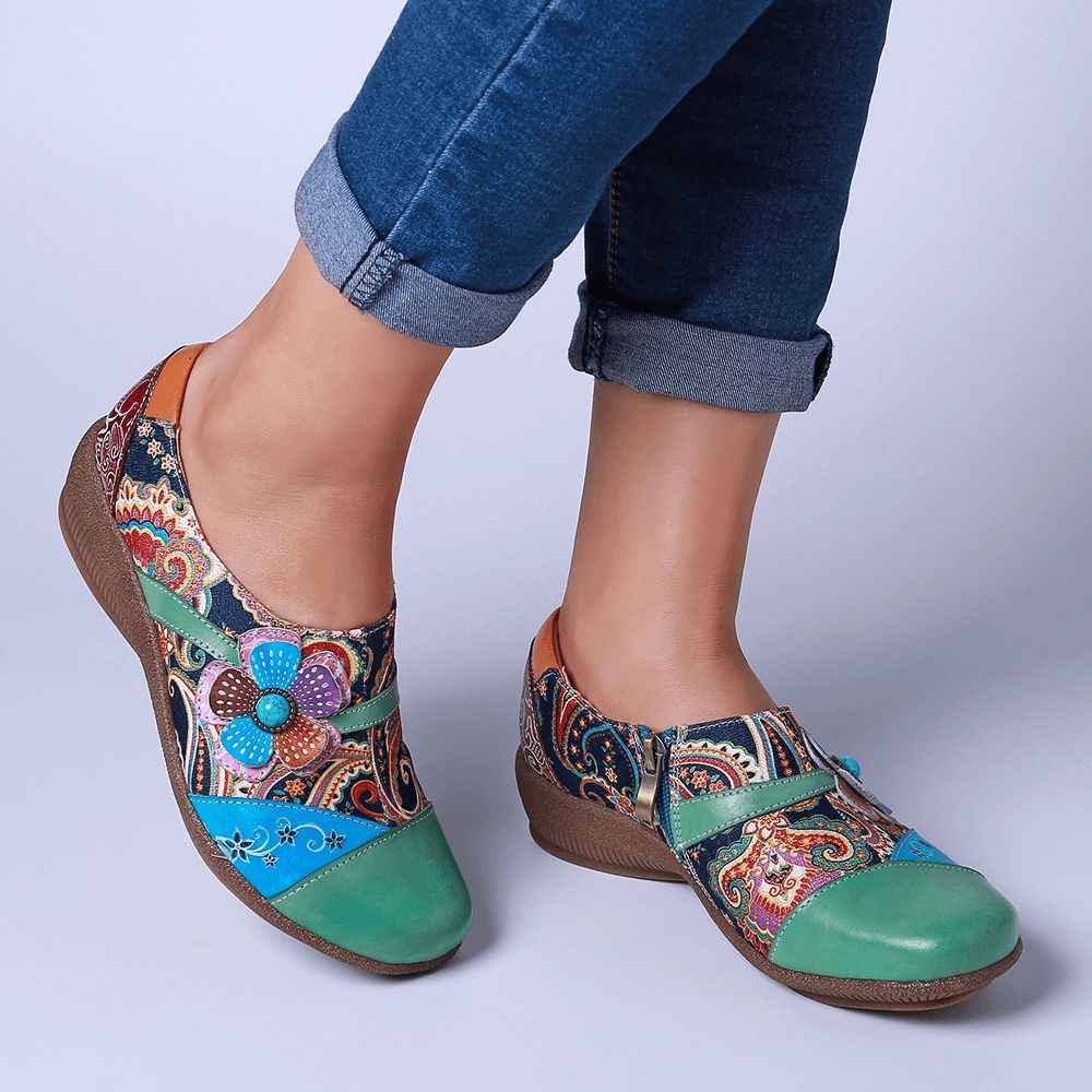 Frauen Lässige Pumps Mit Blumenreißverschluss