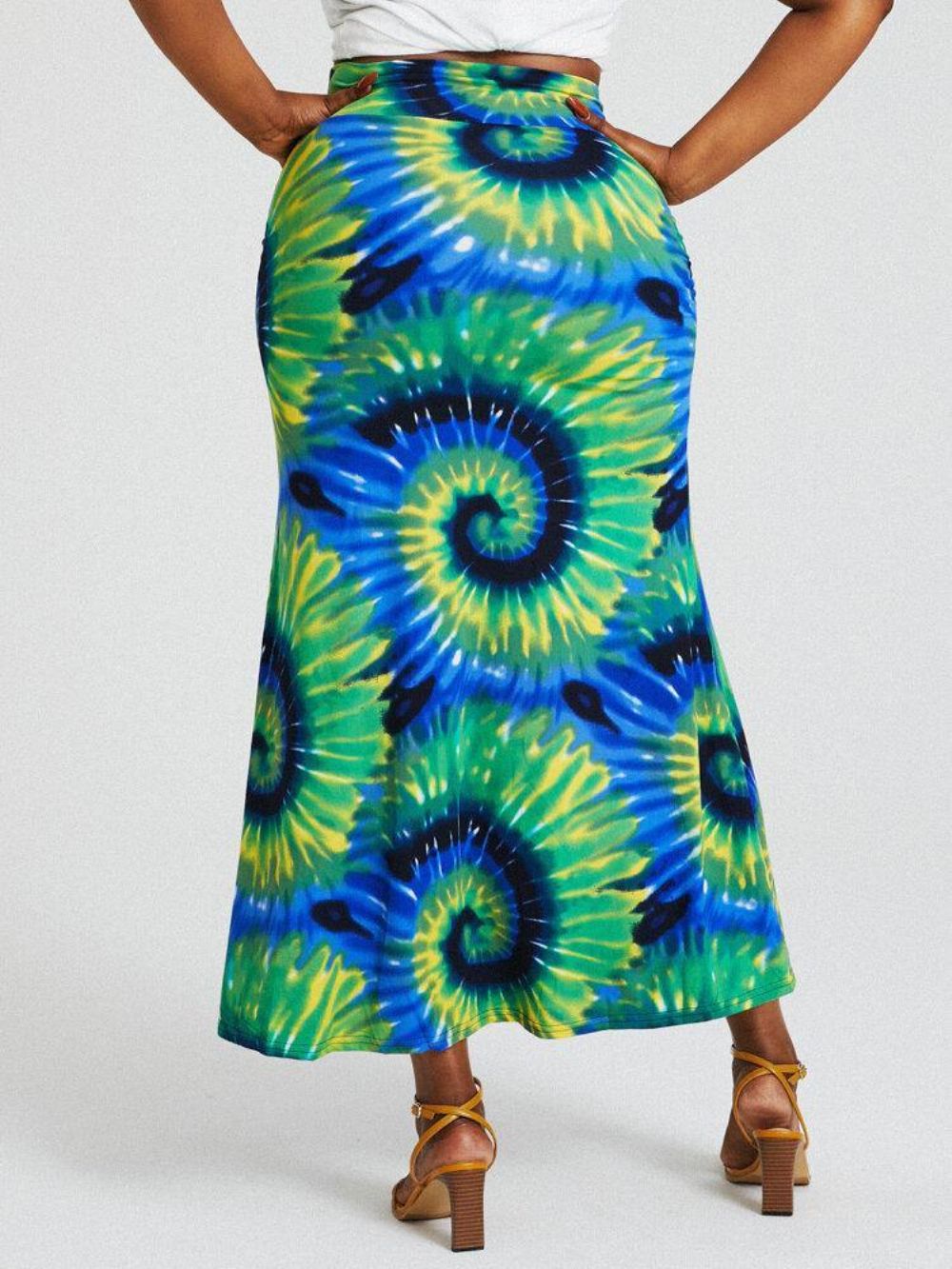 Bohemia Tie Dye Print Hohe Taille Gesäß Bodycon Langer Rock