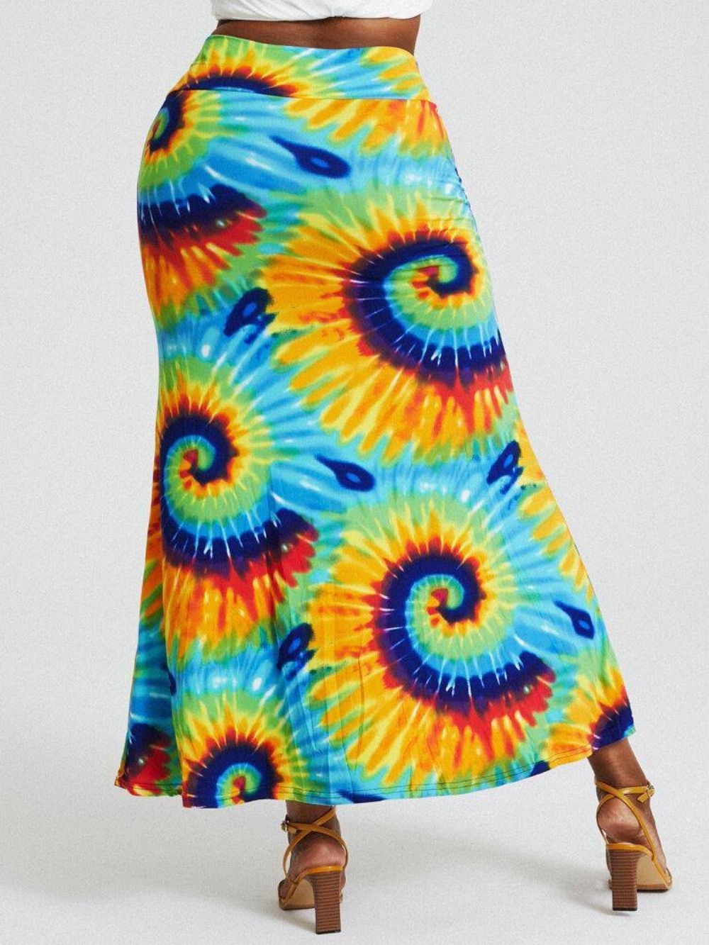 Bohemia Tie Dye Print Hohe Taille Gesäß Bodycon Langer Rock