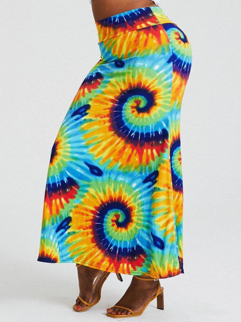 Bohemia Tie Dye Print Hohe Taille Gesäß Bodycon Langer Rock