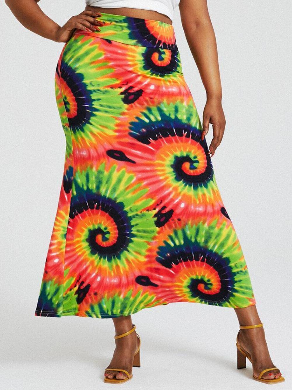 Bohemia Tie Dye Print Hohe Taille Gesäß Bodycon Langer Rock