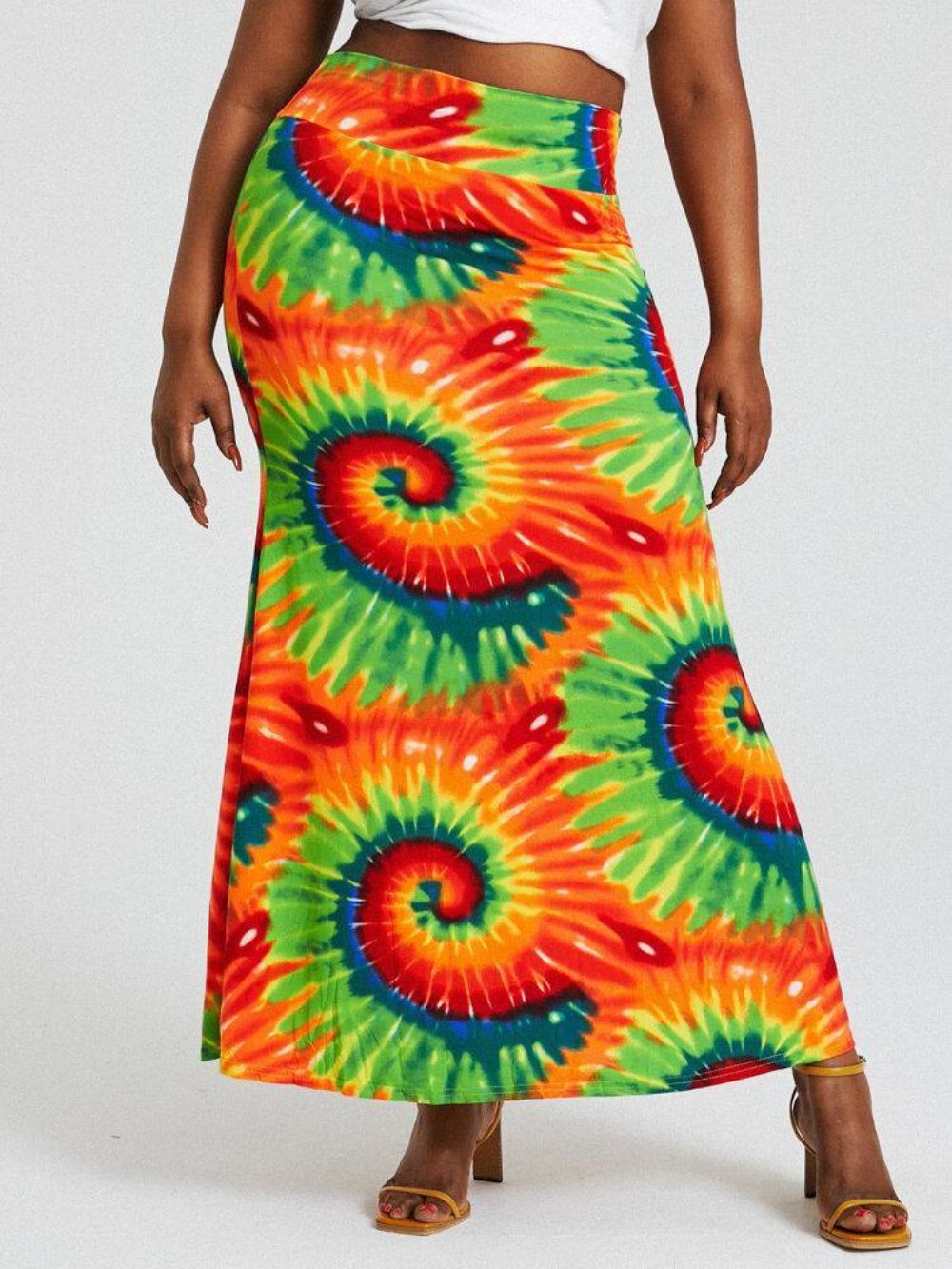 Bohemia Tie Dye Print Hohe Taille Gesäß Bodycon Langer Rock