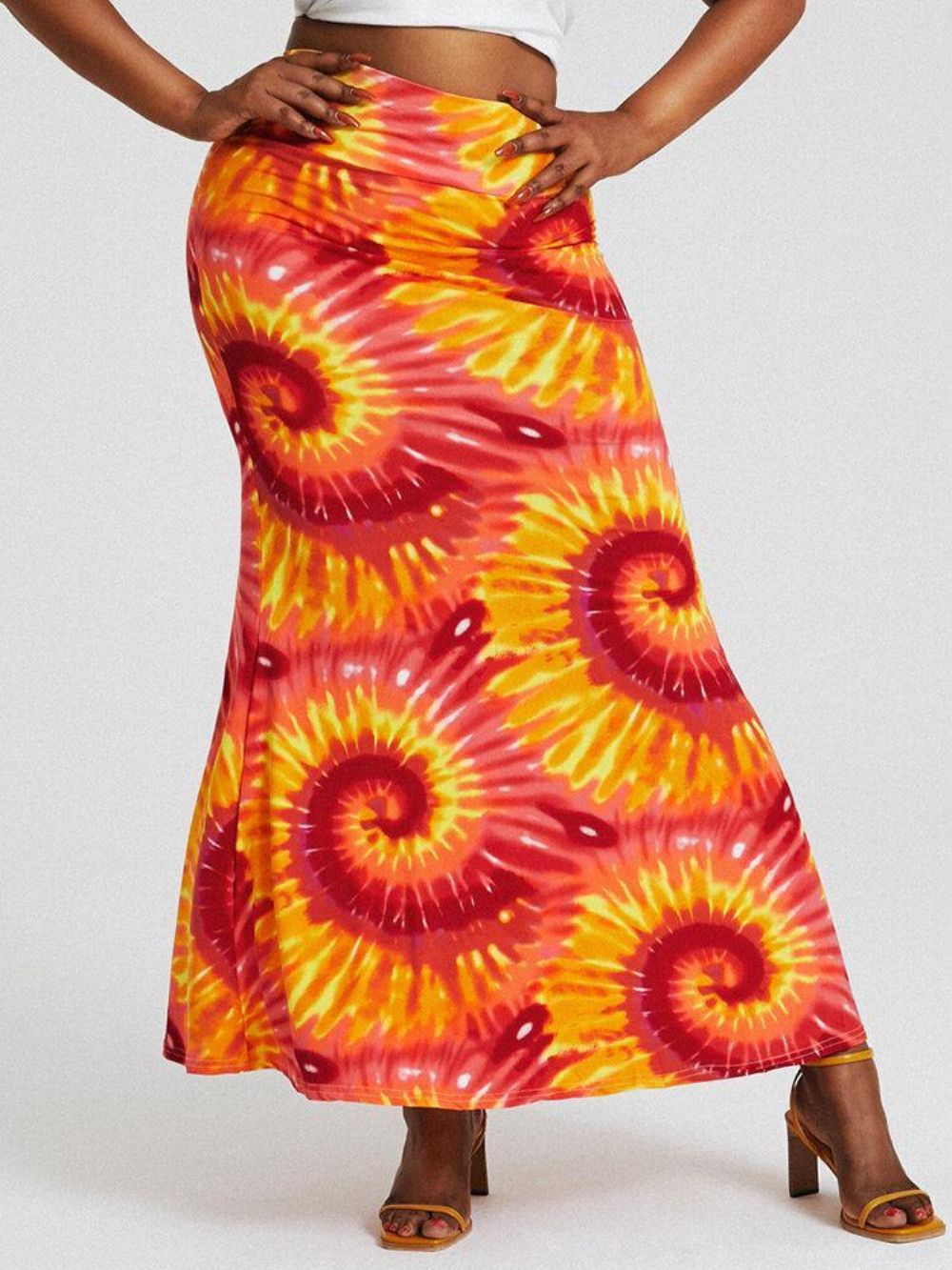 Bohemia Tie Dye Print Hohe Taille Gesäß Bodycon Langer Rock