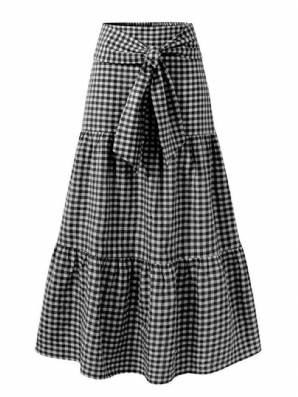 Damen Plaid Plissee Schnürröcke Mit Elastischer Taille