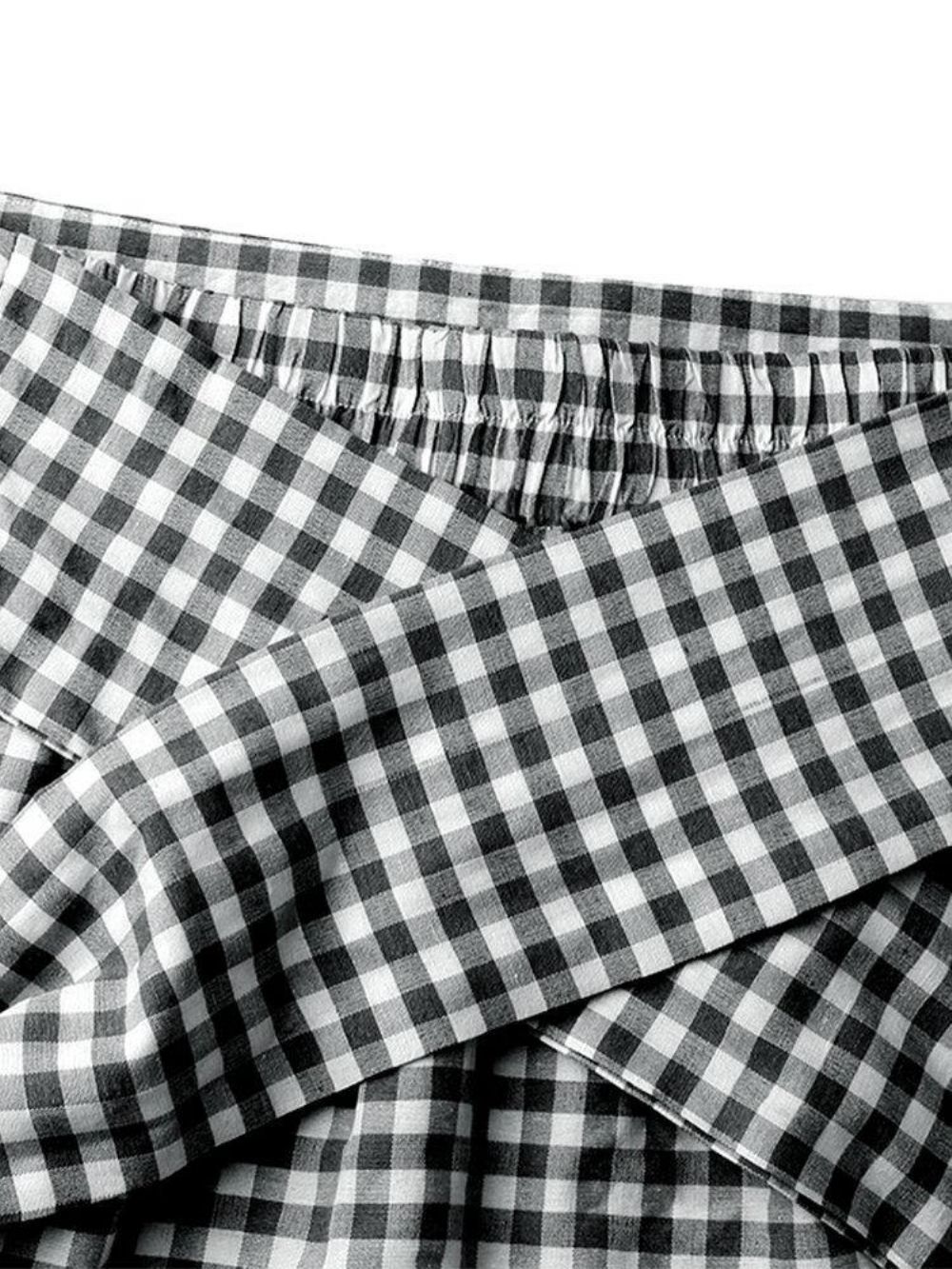 Damen Plaid Plissee Schnürröcke Mit Elastischer Taille