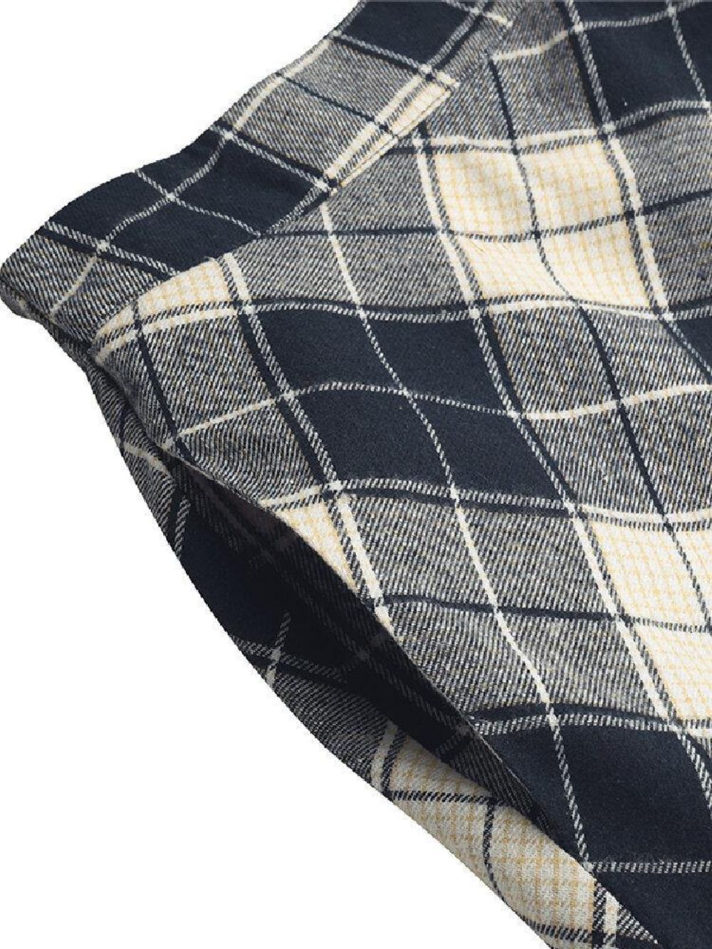 Frauen Plaid A-Linie Vintage Röcke Mit Hoher Taille Und Tasche