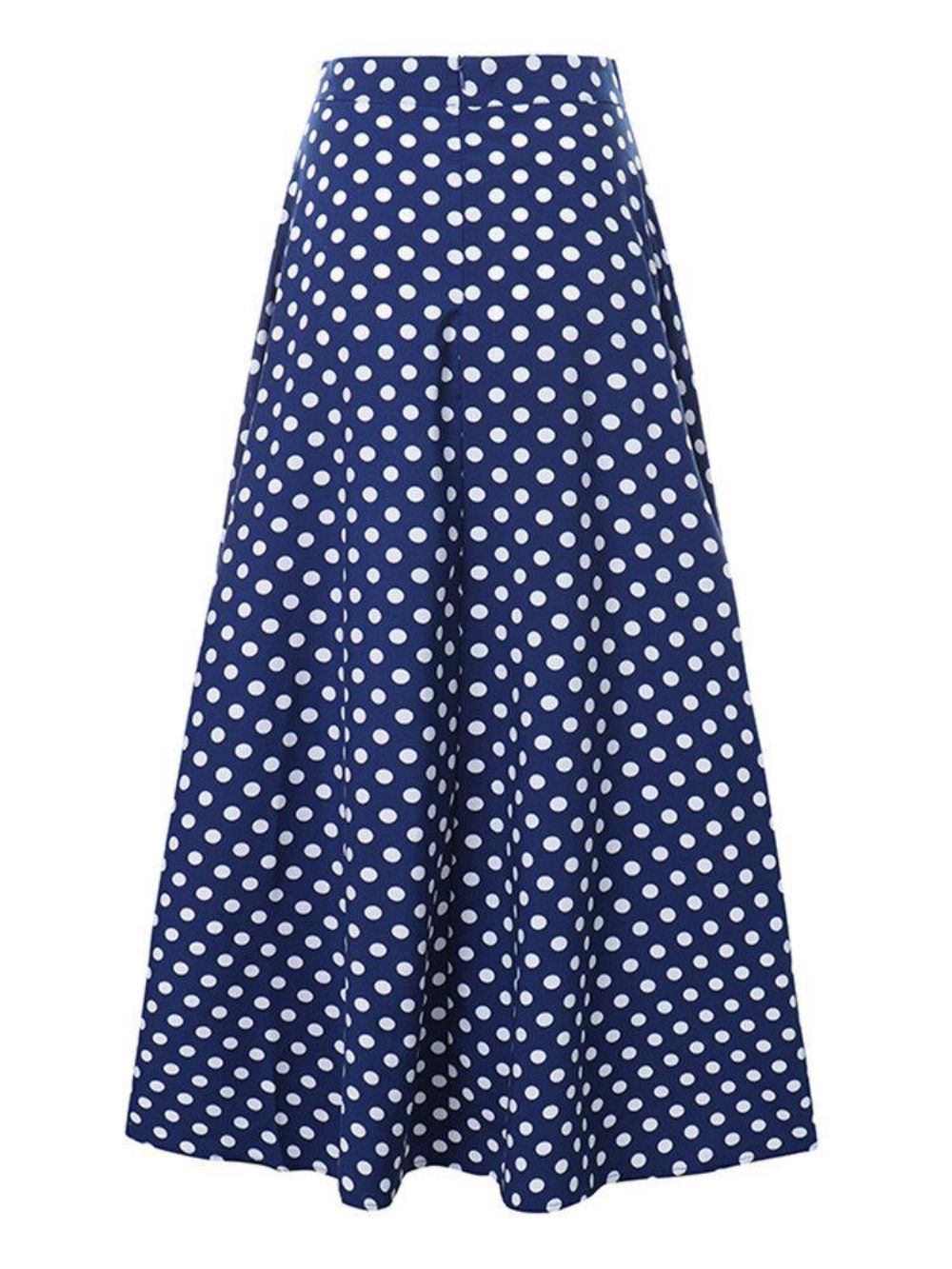 Frauen Polka Dot Print Lose Big Swing Seitentaschen Lässiger Langer Rock