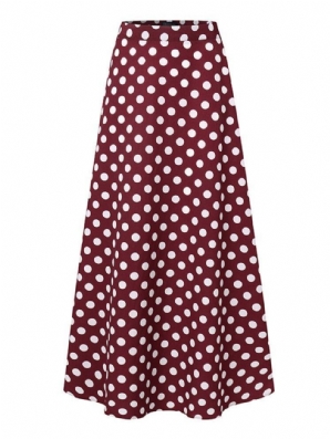 Polka Dot Print High Waist Side Zipper Elegante Lockere Maxiröcke