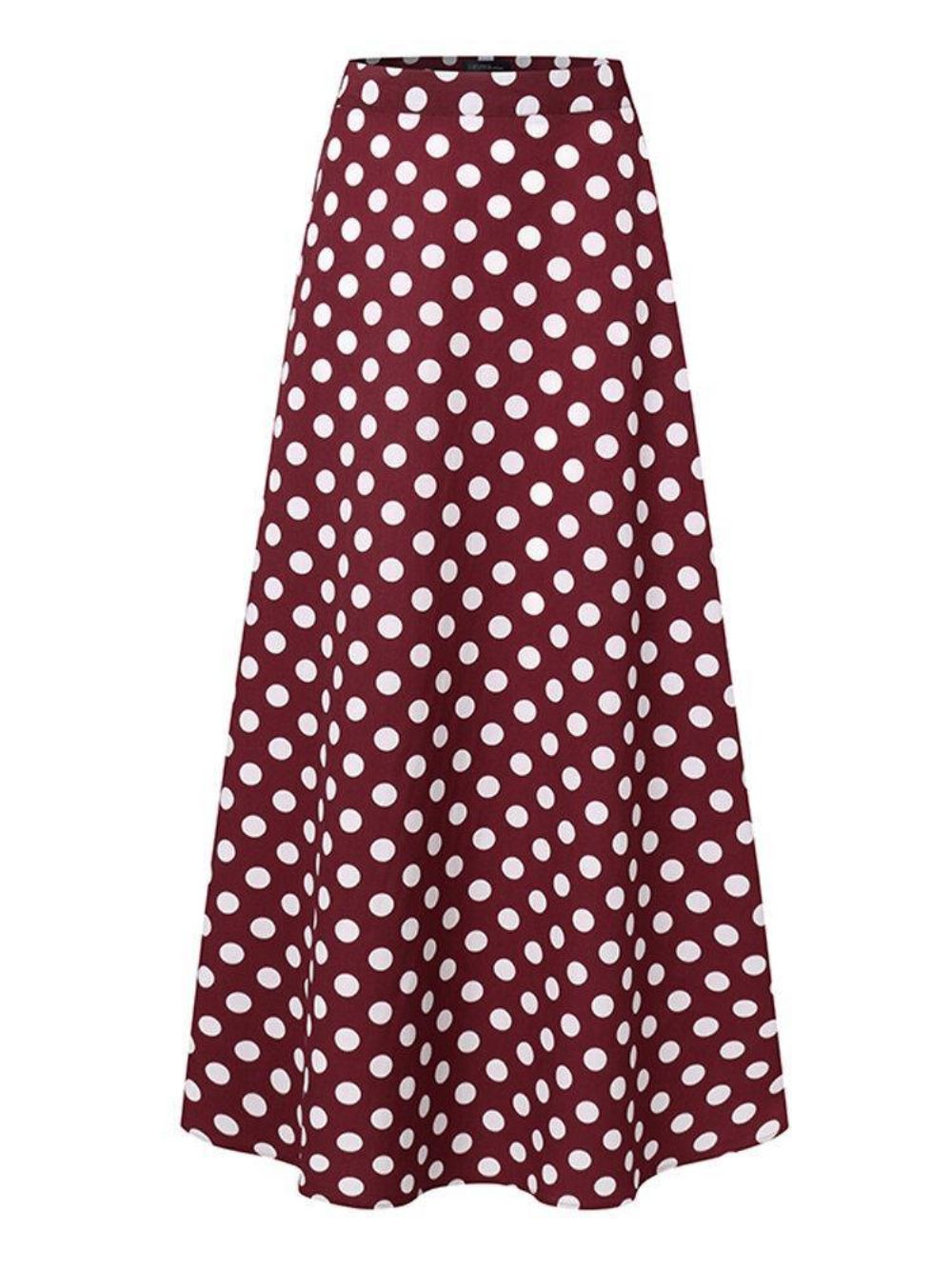 Polka Dot Print High Waist Side Zipper Elegante Lockere Maxiröcke